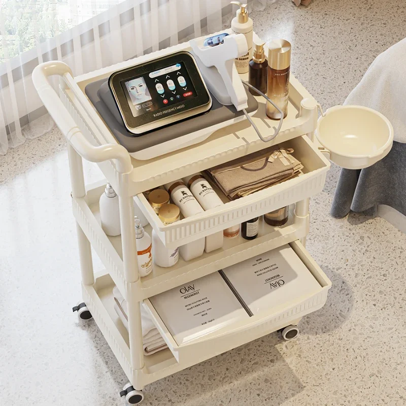 Barbershop Ironing Tool Trolley Professional Instrument Storage Cart Multi-layer Beauty Trolley Stable Bold Hairdressing Cart