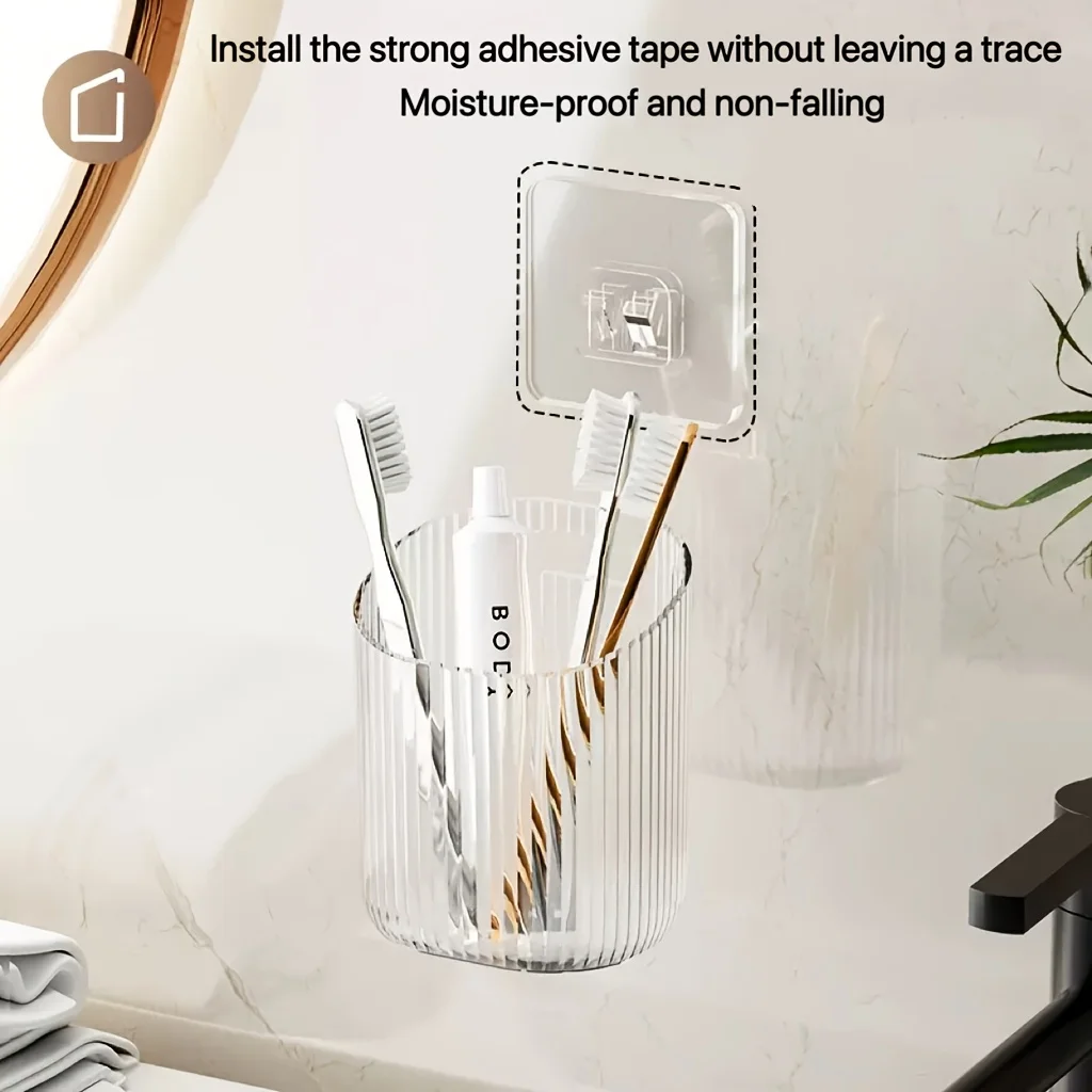 1pc Wand-Montiert Organizer Tasse Multi-Funktionale Bad Küche Lagerung Zahnbürste Halter Platzsparende Bad Zubehör – Detail 8