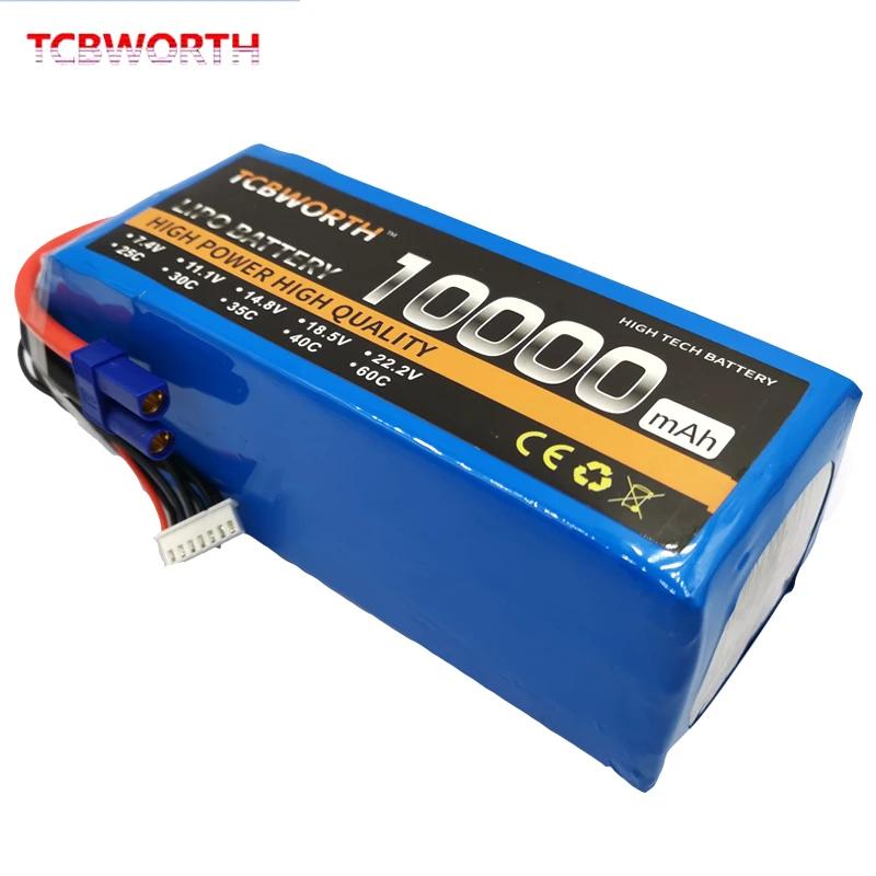 TCBWORTH RC LiPo Battery 10000mAh 12000mAh 2S 3S 4S 5S 6S Airplane LiPo Batteries 25C 35C For RC Quadcopter Helicopter Drone