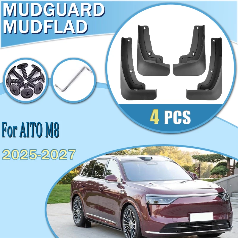 

Car Mudguard For AITO M8 2025 2026 2027 MudFlaps Mudguards Mudflap Fender Guards Dust-proof Splash Protect Auto Parts Accessory