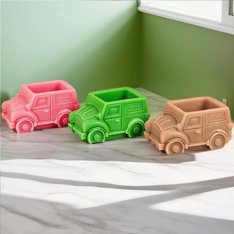 Nuovo stampo in silicone 3D per auto succulente fioriera vaso fiori stampo simpatico cartone animato scatola