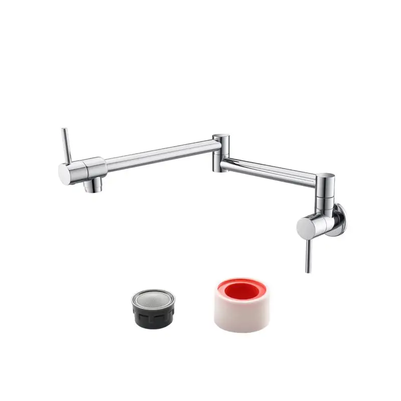 

Chrome Foldable Kitchen Faucet, Cold Water Tap with 360° Rotation