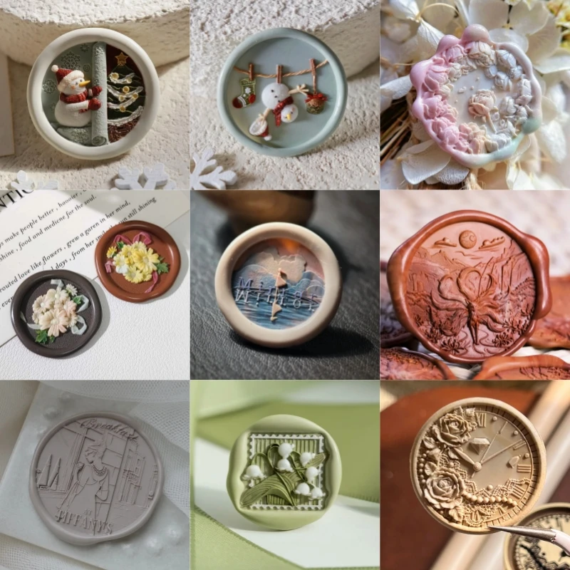 ختم ورنيش ختم إبداعي، وردة على الطراز القديم، خبز قطة لطيف، ختم فتاة منقوش، ختم، لعبة، رأس ختم نحاسي مخصص