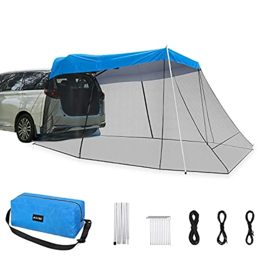 

Car Awning Sun Shelter with Mosquito Net Portable SUV Tent Tailgate Shade Car Canopy for Outdoor Camping Travel Blue