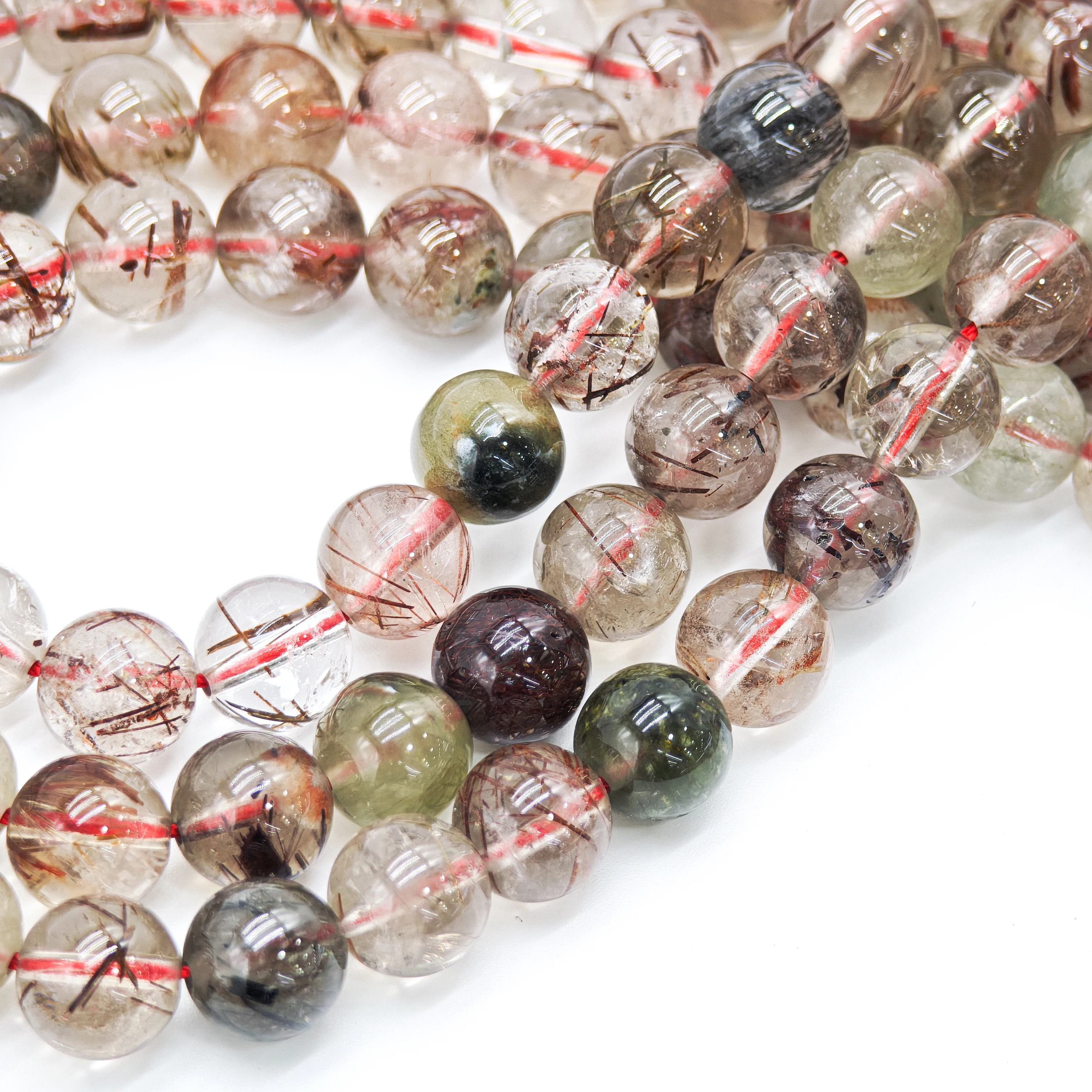 

Natural Copper Rutilated Quartz Beads Crystal Energy Healing Stone Beads For Jewelry Making DIY Bracelets Necklaces 10mm 15"