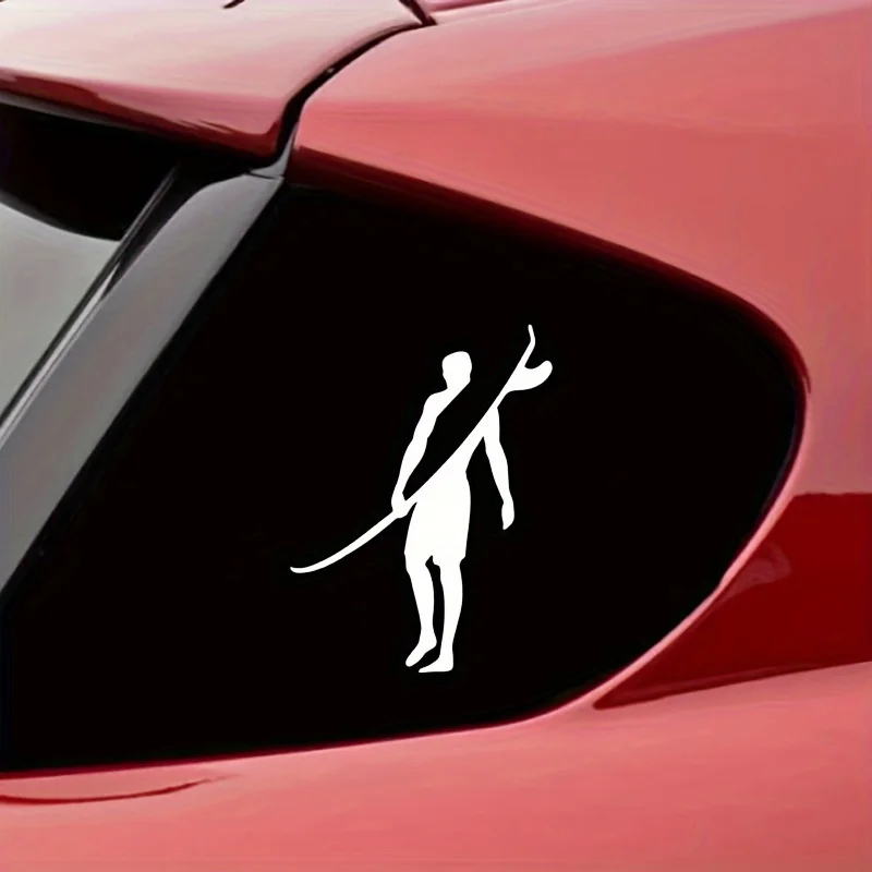 قطعة واحدة من رسومات الدراجة Surfer Silhouette - تصميم أحمر/أسود، يناسب إطارات الدراجة/المقود، أيضًا لأجهزة الكمبيوتر المحمولة/حقائب الظهر، أنيق ومتين