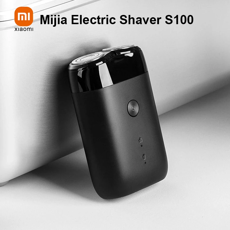 Xiaomi-Mijia s100-男性用電気シェーバー,ポータブル,防水,充電式,2枚のひげトリマー