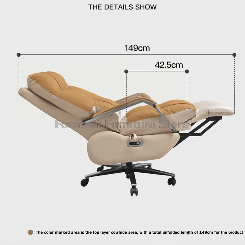 Cadeira de escritório ergonômica com assento giratório, cadeira macia para jogos, encosto ajustável, ângulo e altura ajustável, cadeira de couro para computador