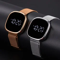 Nuevo reloj Digital LED de acero a la moda para mujer y niño, reloj de pulsera de malla electrónica, reloj ligero para estudiantes, reloj con envío directo Saati