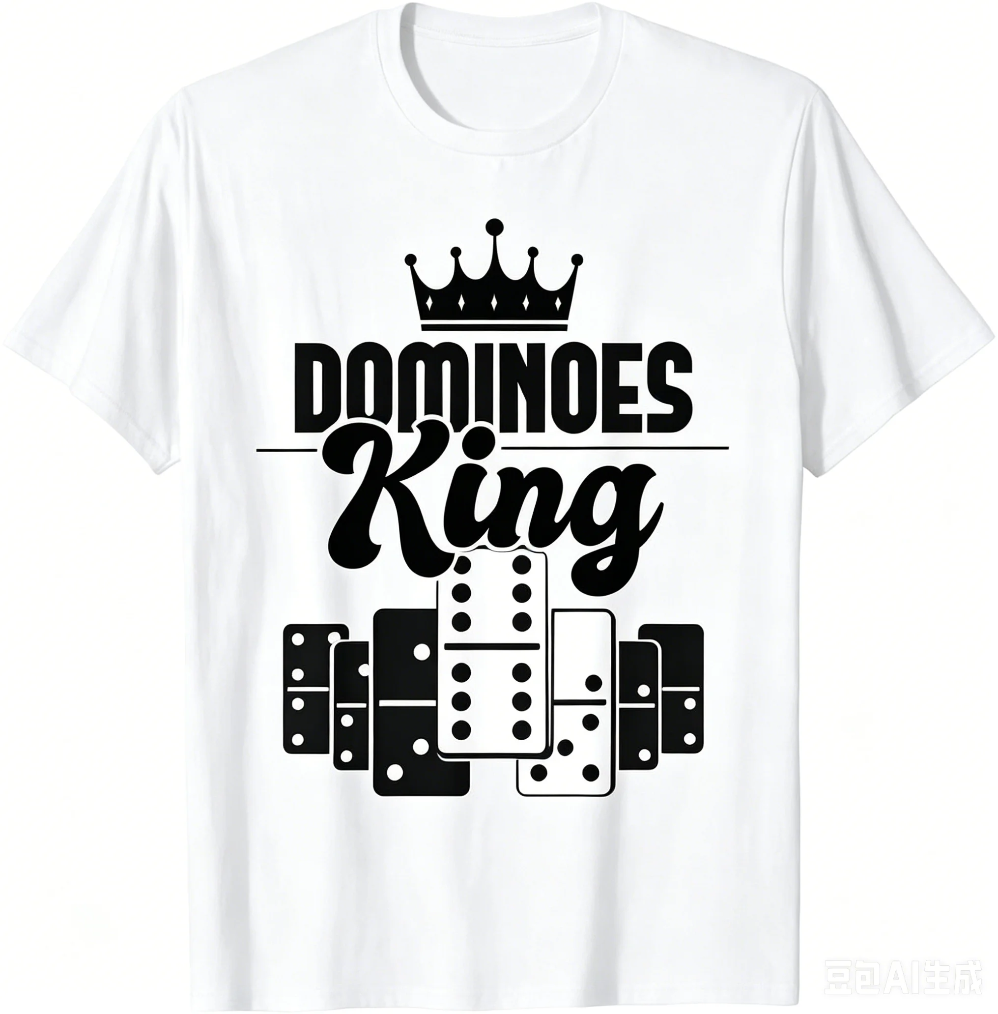 Dominos King Graphic T-Shirt Premium Short Sleeve Crown Design Lovers, Game Nights Casual Wear Comfort Fit Black