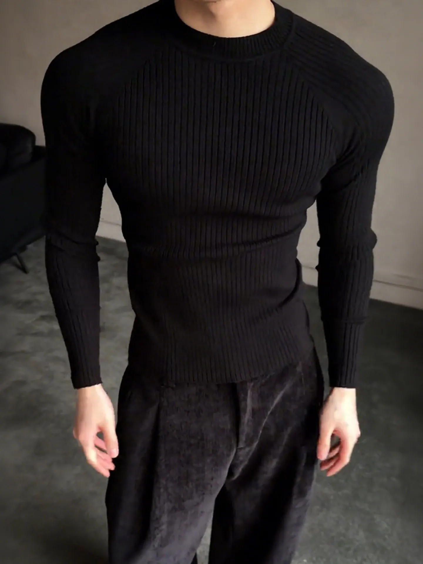 

Bla Slim Fit Свитер в полоску для мужчин Зимний теплый топ Fitn Base irt Casual Sle Мягкий материал круглый Ne Long Sve