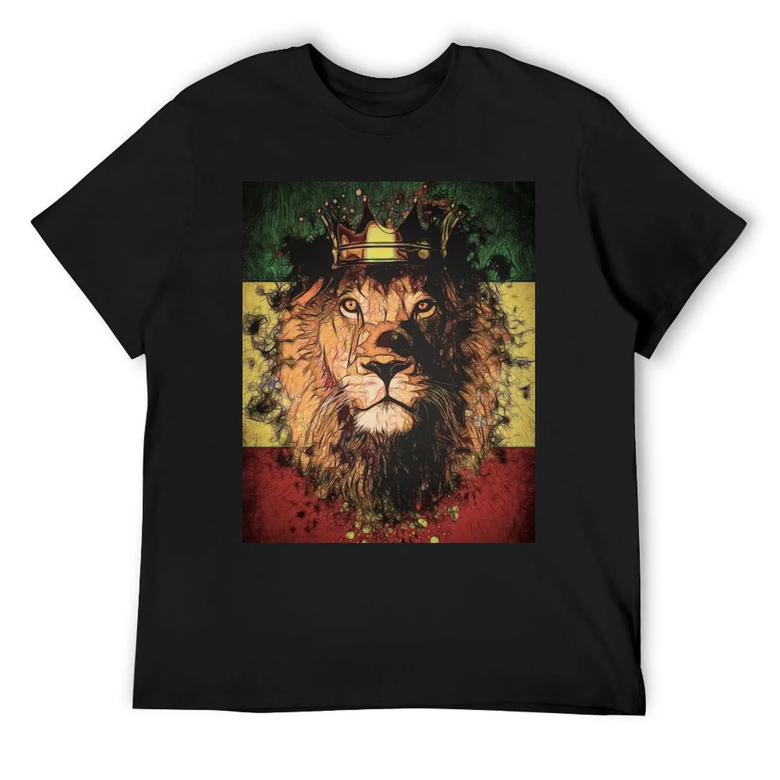 Rasta Lion Splatter Painting T-Shirt cotton graphic tees anime stuff custom shirt mens t shirt