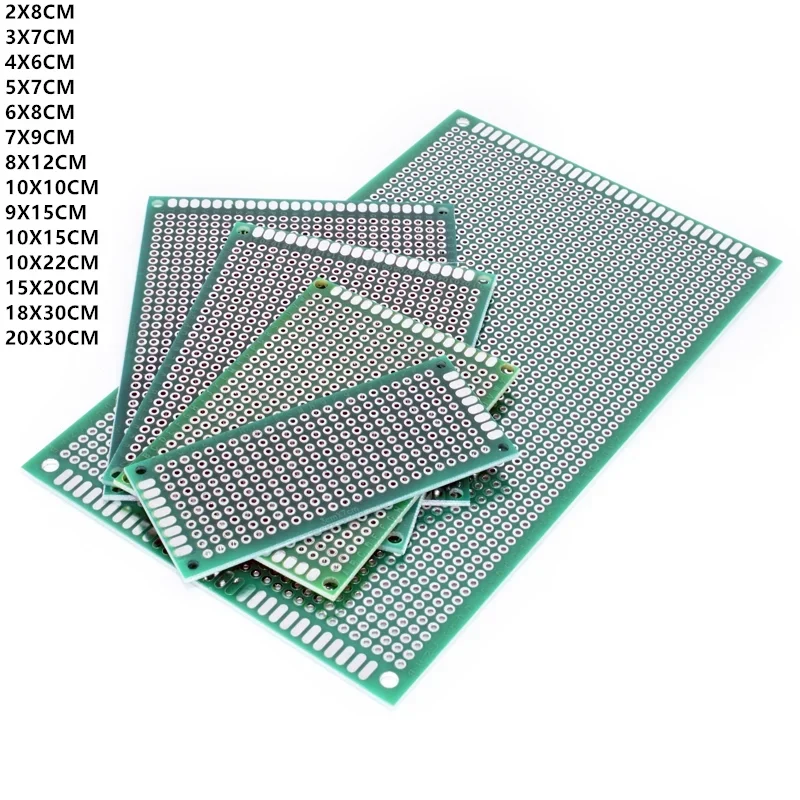 

2x8cm 6x8cm 7x9cm 5x7cm 8X12cm 15X20cm 18X30cm 20X30cm Double Side Prototype Diy Universal Printed Circuit PCB Board Protoboard