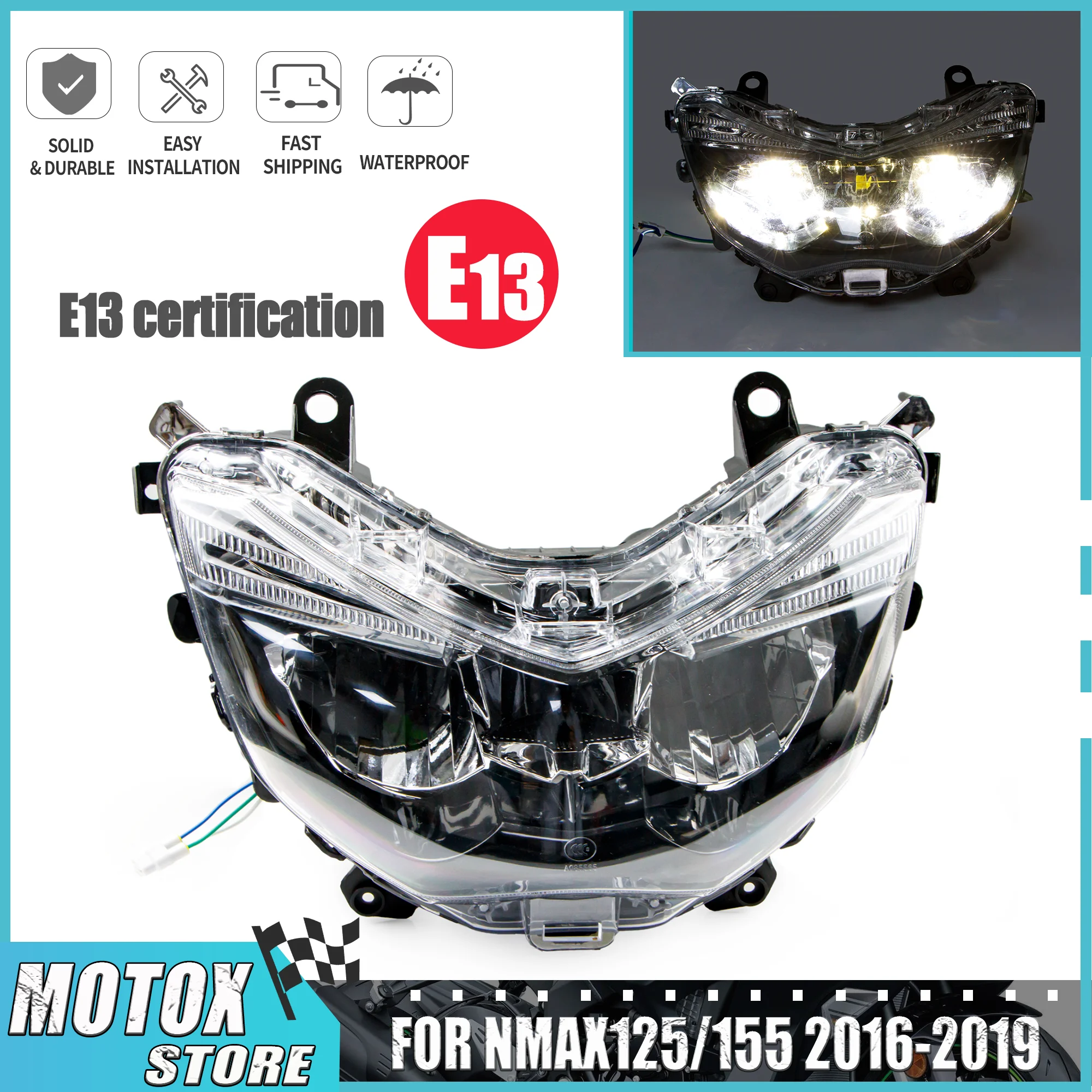 Pasuje do Yamaha NMAX155 NMAX125 NMAX 125 155 montaż reflektorów motocyklowych reflektor reflektor 2016 - 2018 2017
