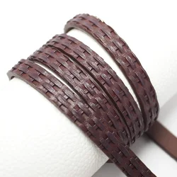 45inch Brown Embossed Leather Cord,Braided Leather Strip,Bracelet Making,Thick Single Sided Imitation Leather Strips,Craft cord