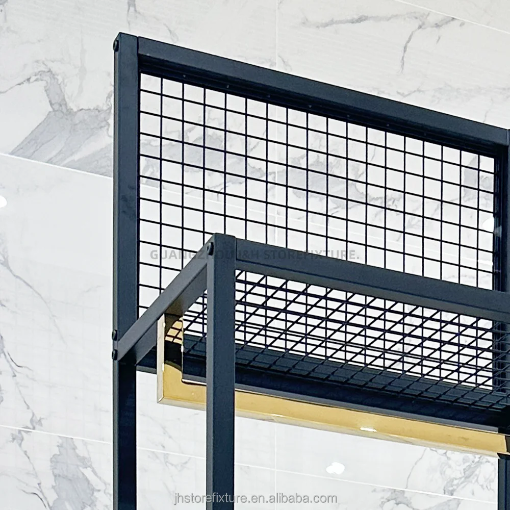Mann Kleidung Anzug Shop Display Stand Metall Schwarz Kleiderständer Showroom Mesh Store Regale Regale Display Gondel Rack