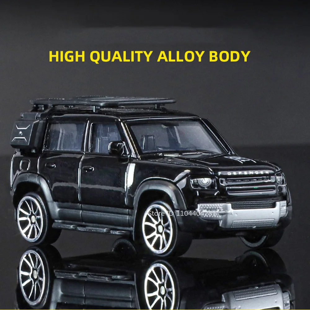 1:64 масштаб Land Rover Defender 110, модель из сплава, миниатюрный автомобиль, литые под давлением игрушки, колеса, слайд вперед, домашний декор для детей, подарки