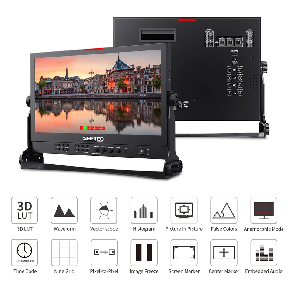 SEETEC ATEM156S 15.6" Full HD Monitor 4x3G-SDI HDMI Waveform Vector Scope Rec.709 for Live Production