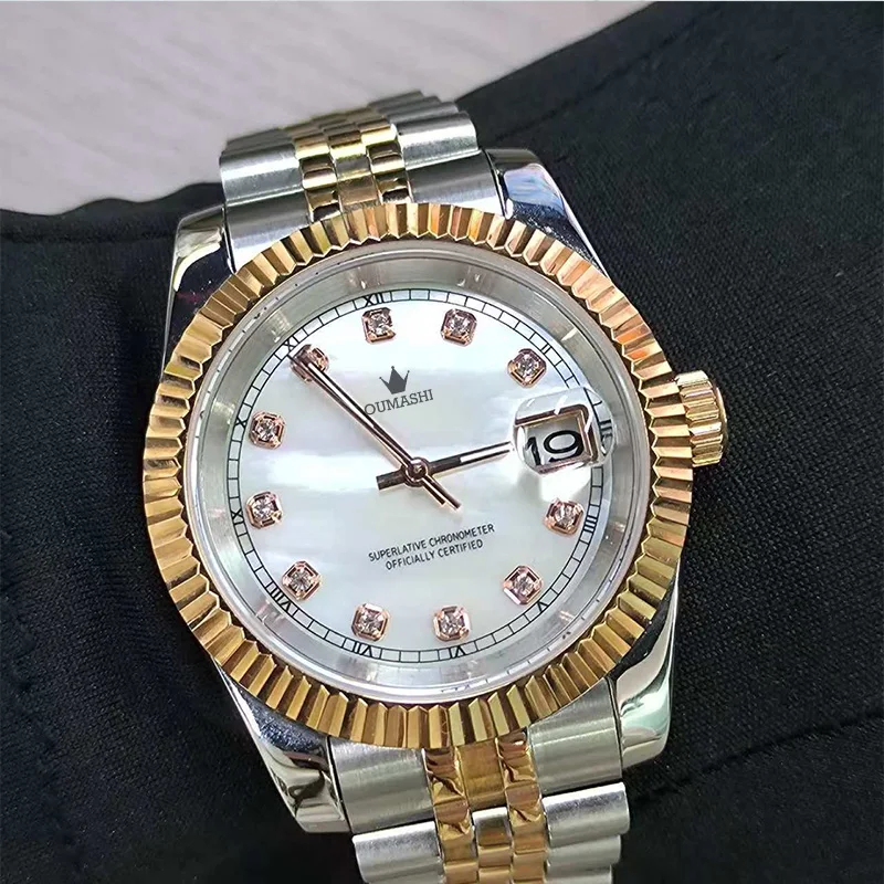 36mm 39mm Diamond White Mother-of-pearl dial NH Series 35 movement Silver and rose gold Date automatic mechanical watch watch