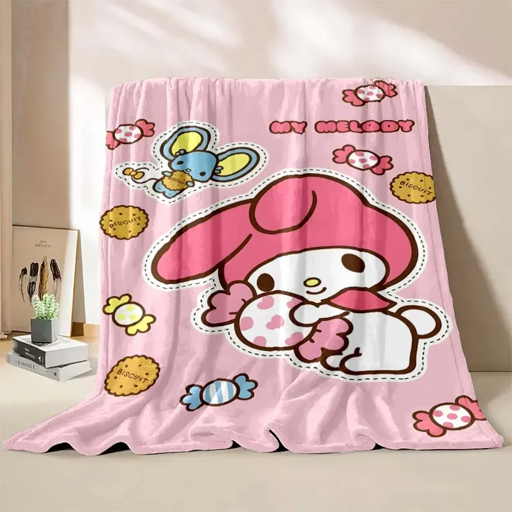 My Melody Soft Plush Blanket Sanrio Soft Fluffy Quilt Thicken Children Nap Blanket Cartoon My Melody Sofa Blanket  Adult Gift