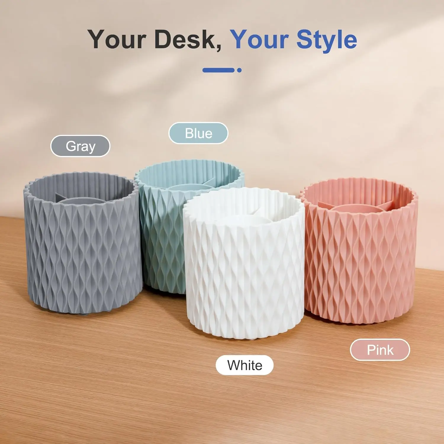 360° Rotating 5 Slot Pen Holder For Desk Pencil Brushes Boxes Office School Supplies Desktop Stationery Organizer Accessories