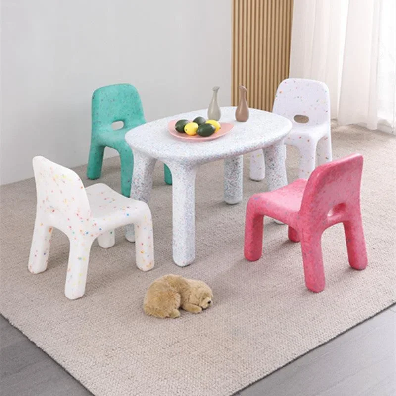 Nordic Ins Simple Kid Chair Short Style Ins Back Plastic Stool Family Living Room Small Bench Kindergarten Baby Dining Chair