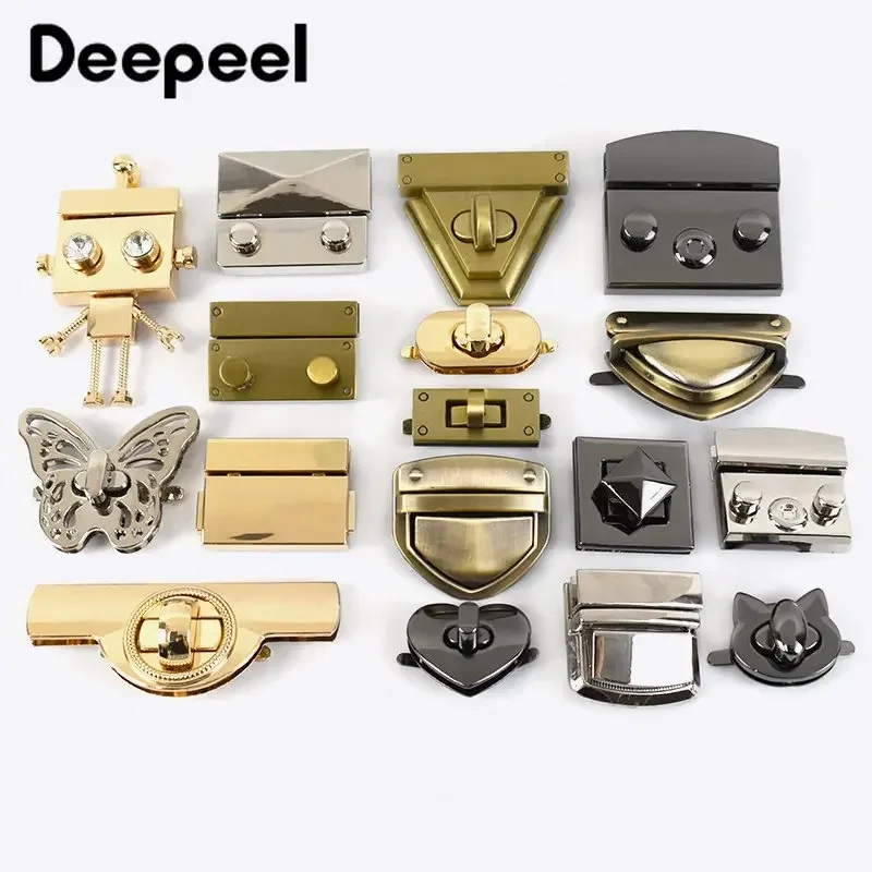 

2Pcs Deepeel Metal Locks Bag Twist Turn Snap Lock Clasp Buckles Decorative Closure DIY Bags Replacement Hardware Accessories