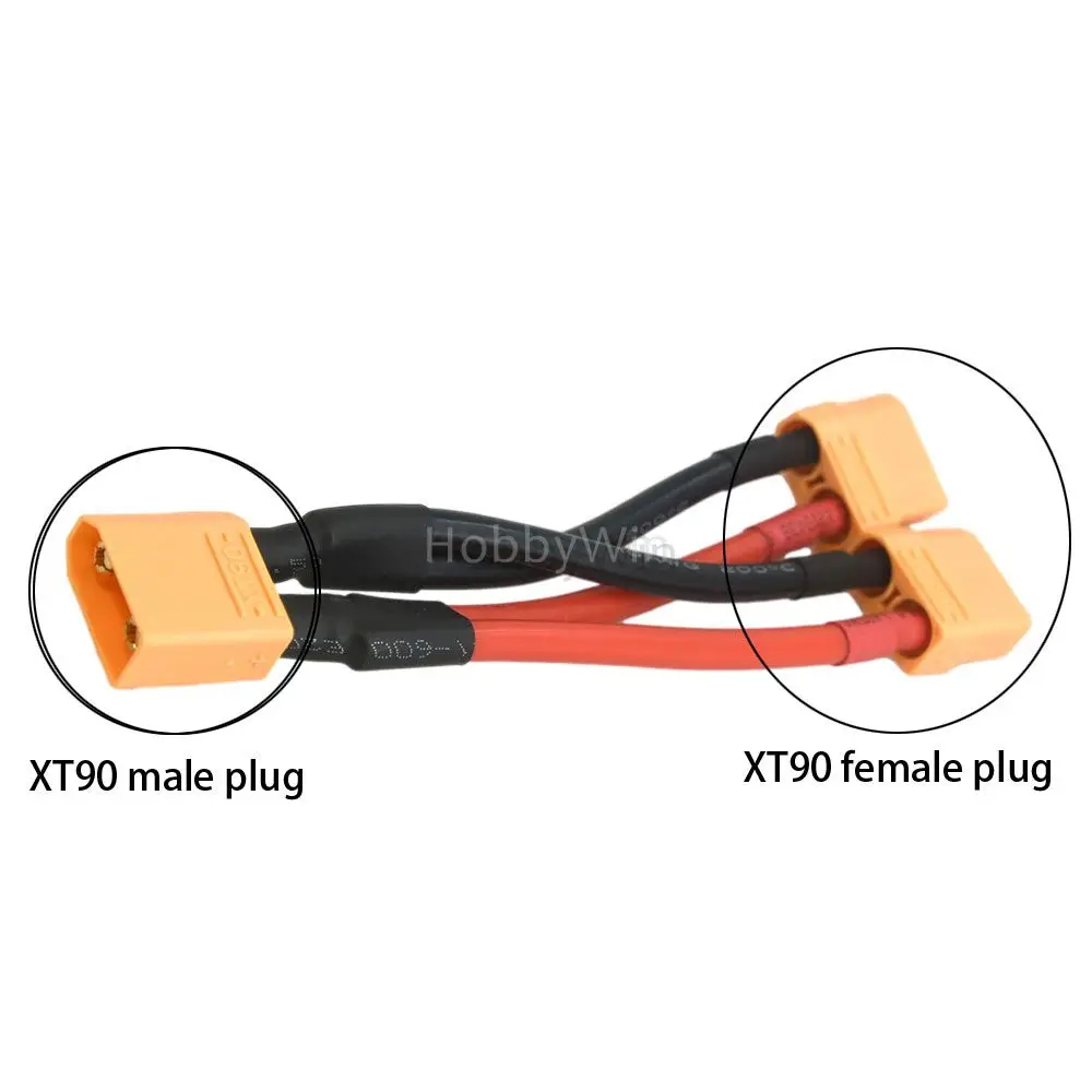 XT90 plug Parallel Connection Cable 10awg wire 1 Male +2 Female Keep same voltage & Increase Capacity