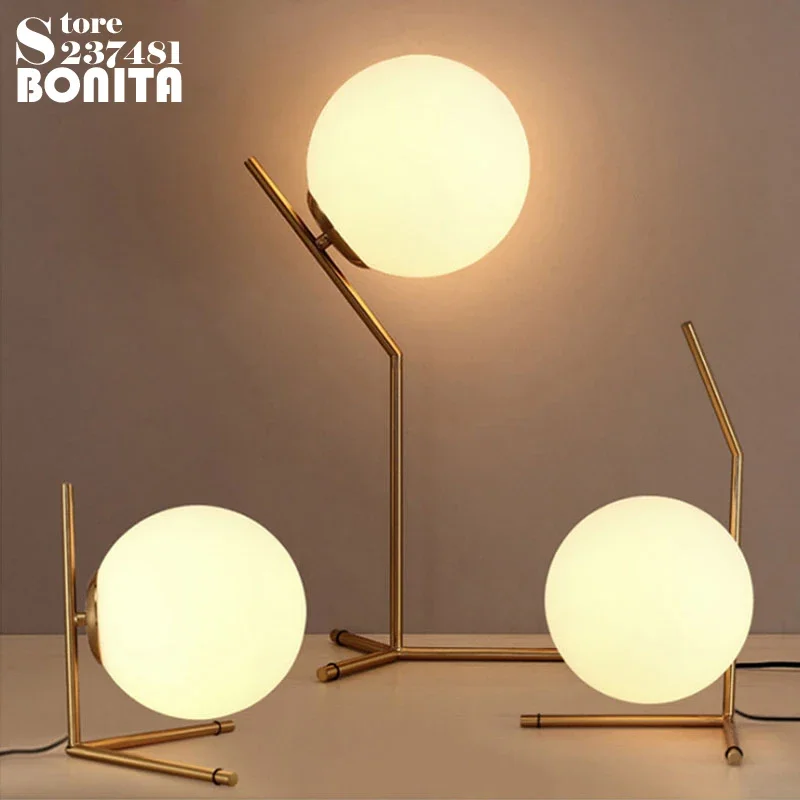 Lampe de Table Rétro avec Sphales Géométriques et Lignes Simplistes, Luminaire Décoratif avec Trépied localité, Idéal pour un Salon, une Salle d'Étude ou un Bureau