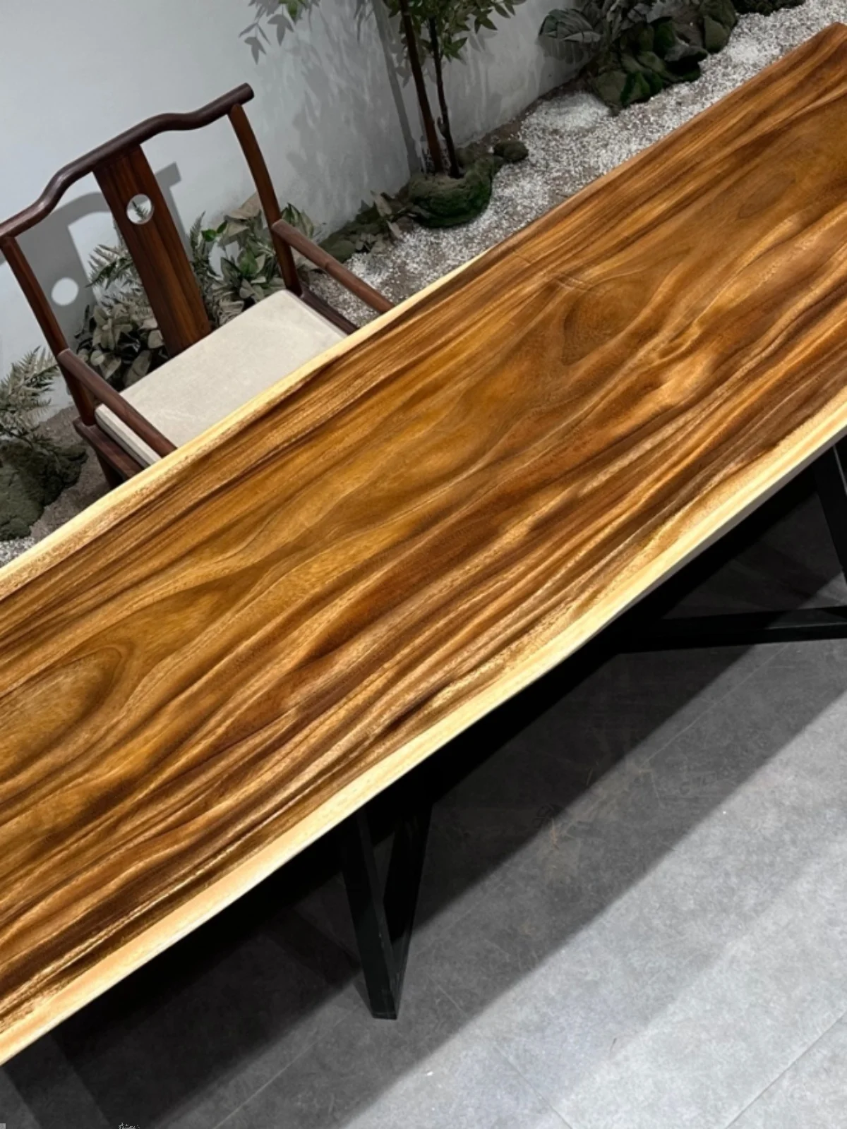 Ba Hua Solid Wood Original Table Wood Large Plate Tea 2 Tea Table Office Table Okan Black Sandalwood Walnut Furniture