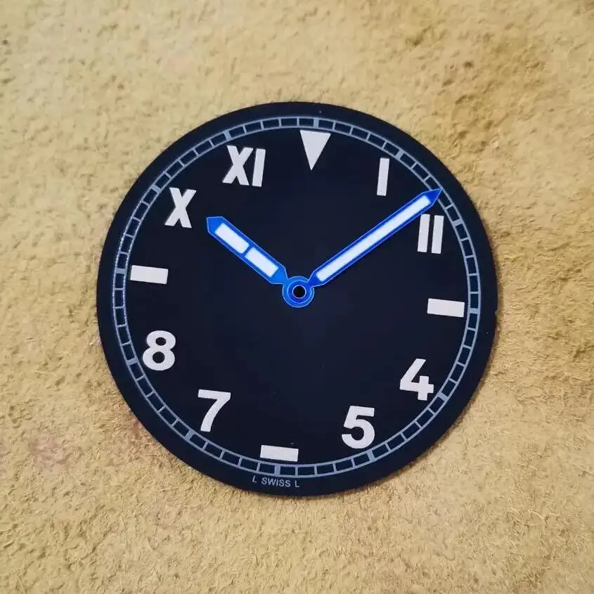 

39 мм Черный калифорнийский циферблат или синие руки зеленые светящиеся подходит для eta6497/6498 ST3600/3621 без секунды