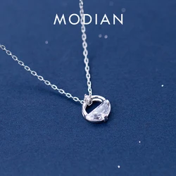 Modian Hot Sale Round Irregular Clear Zircon Charm Necklace Pendant Fashion 925 Sterling Silver Jewelry For Women Party Gift