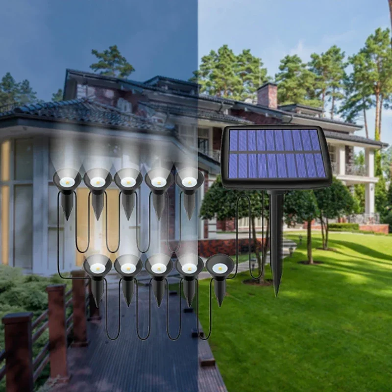 Buiten Binnenplaats Tuin Villa Decoratie Waterdichte Eenvoudige Installatie Geleid Tien Landschap Zonne-Energie Verlichting Tuin