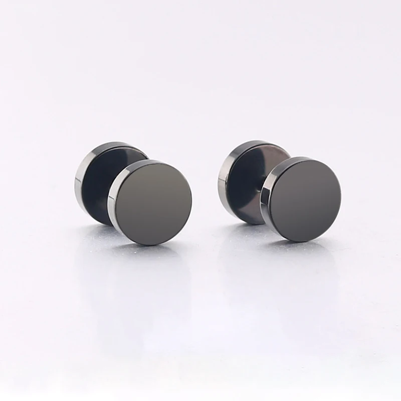 

2Pcs Barbell Stud Earring Fake Ear Plugs and Tunnels Earrings Titanium Steel Gauge Piercing for Men And Woman Body Jewelry Gifts