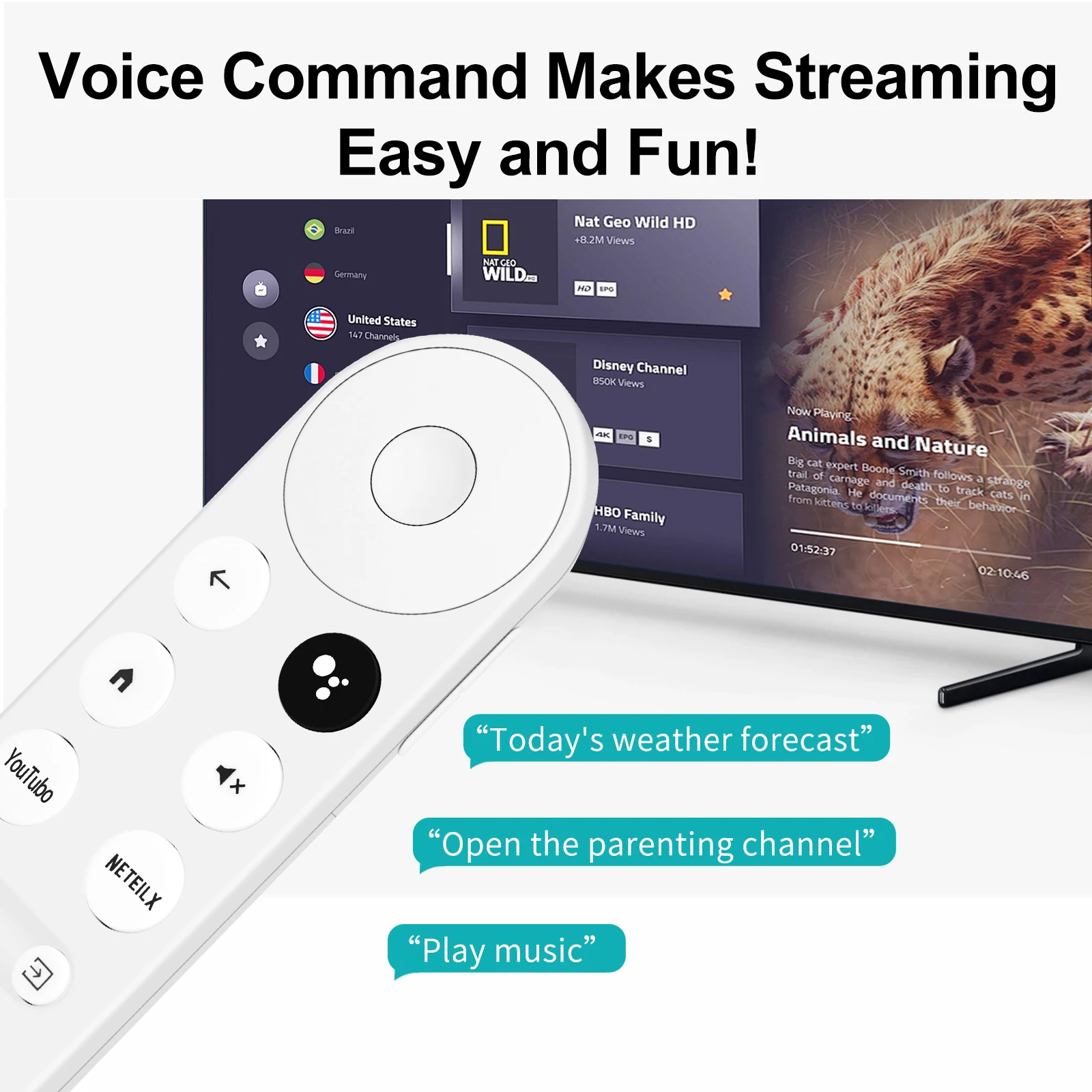 Control Remoto con Reemplazo de Voz para Chromecast-Google-TV 4K/HD, para Google-TV-Streamer-Remote 4K