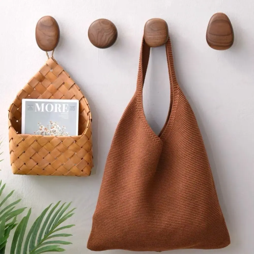 

Pebble shaped Wall Mounted Coat Hook Natural Wood Bathroom Rack Clothes Hanger Decorative Key Hat Scarf Handbag Storage Hanger