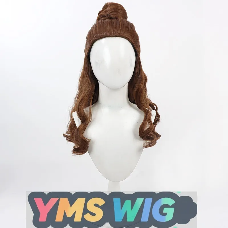 【MES WIG】 Belle et la bête Belle princesse Cosplay perruque Belle cheveux bouclés bruns perruque fendue