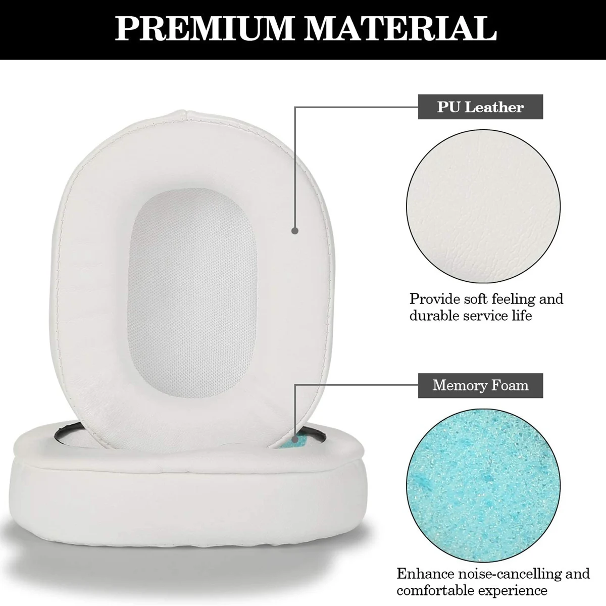 Ohr polster Memory Foam Ohr polster Abdeckung Ersatz Ohr polster für Ath M50X passt Audio Technica M40x M30x M20 weiß