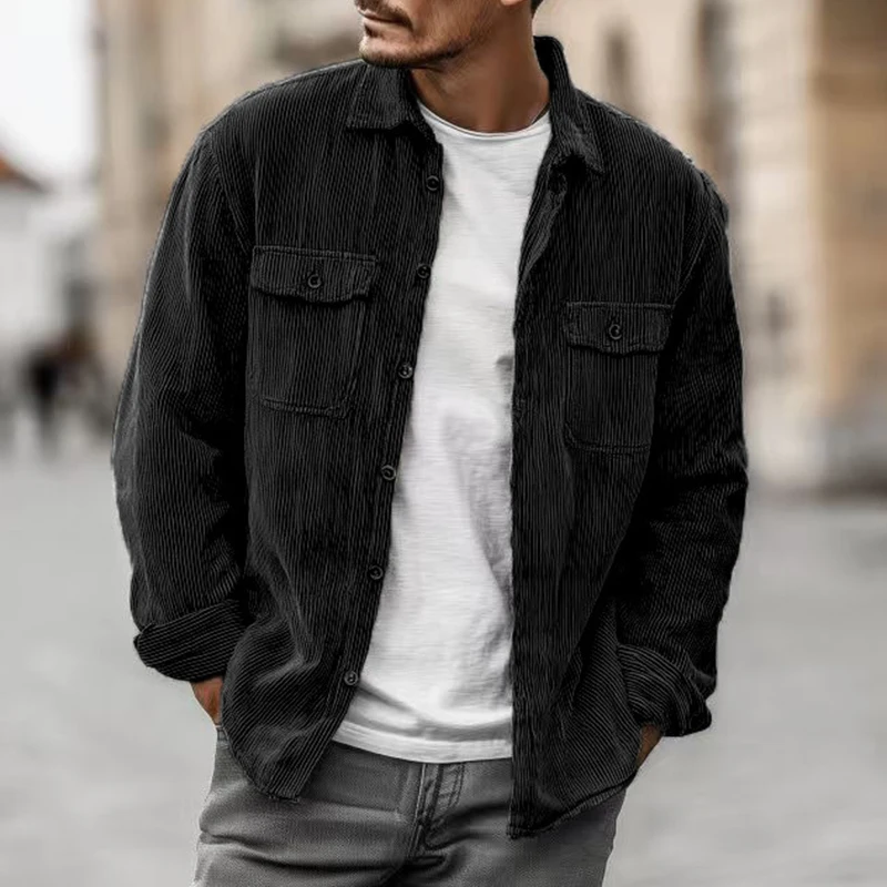 الشارع الشهير الرجال سترة عادية بلايز كم طويل زر متابعة التلبيب سروال قصير البضائع معاطف للرجال ربيع الخريف العصرية ملابس خارجية