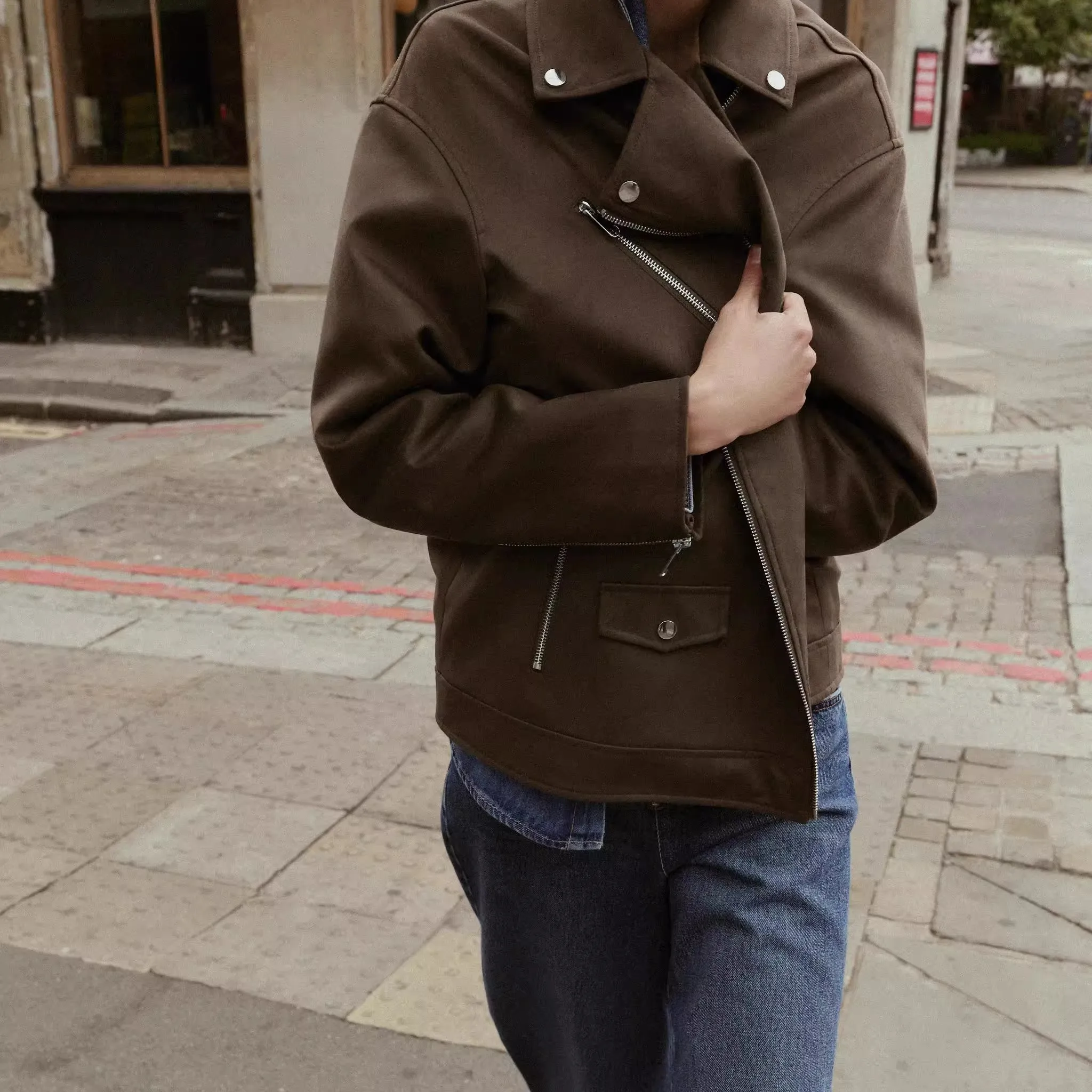 

Новая осенняя женская свободная куртка-косуха из искусственной кожи на молнии, повседневная, с длинными рукавами, прямого кроя, для ежедневной носки