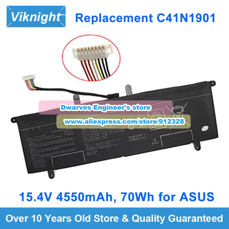 Replacement C41N1901 Battery 0B200-03520000 15.4V 4550mAh 70Wh for Asus UX481 ZENBOOK 14 UX481F ZenBook Duo UX481FL UX481FA