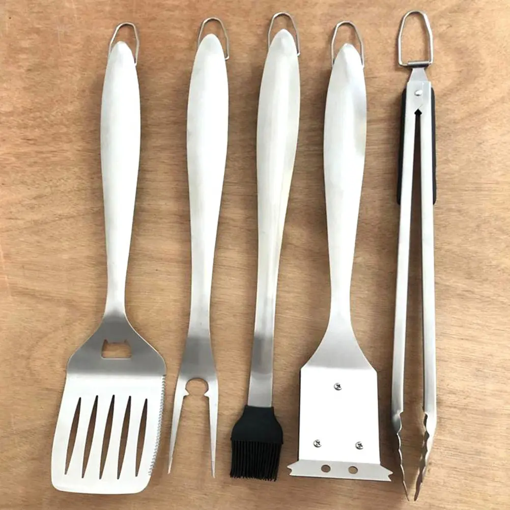 Conjunto de Pá e Pinça de Aço Inoxidável de Alta Qualidade para Churrasco, Grelhar, Cozinhar, Piquenique ao Ar Livre, Acampamento, Antiaderente, Fácil de Limpar, para Cozinha