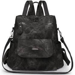 2024 Leather Backpack Women Solid Color Fashion Trend Casual Large Capacity Ladies Travel Bag School Backpack For Teenage Girls