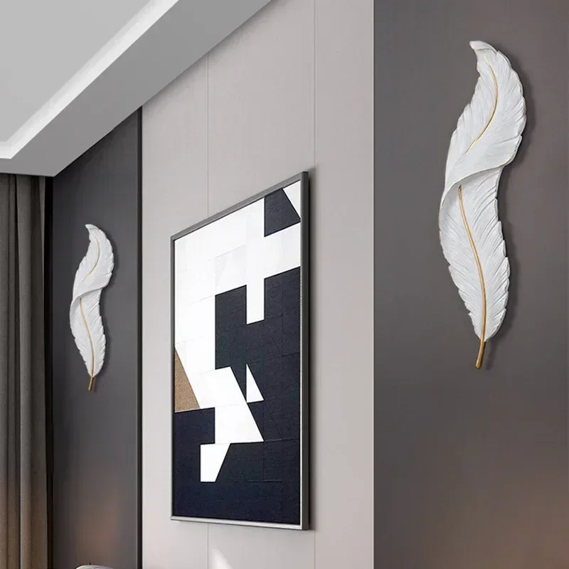 Lampade da parete a LED moderne nordiche Remote White Feather sconce TV sfondo applique da parete casa camera da letto soggiorno staffa di montaggio