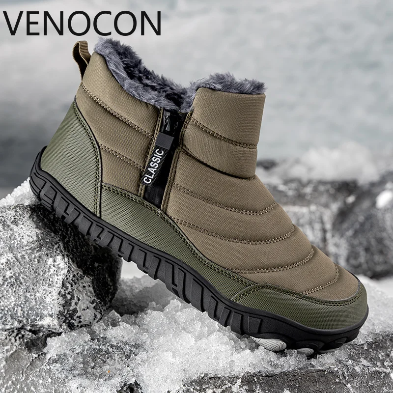VENOCON Barefoot Wide Toe Box Feet Athletic Leather Upper Winter Thermal Snow Boots Sneakers Shoes Footwear For Man Woman