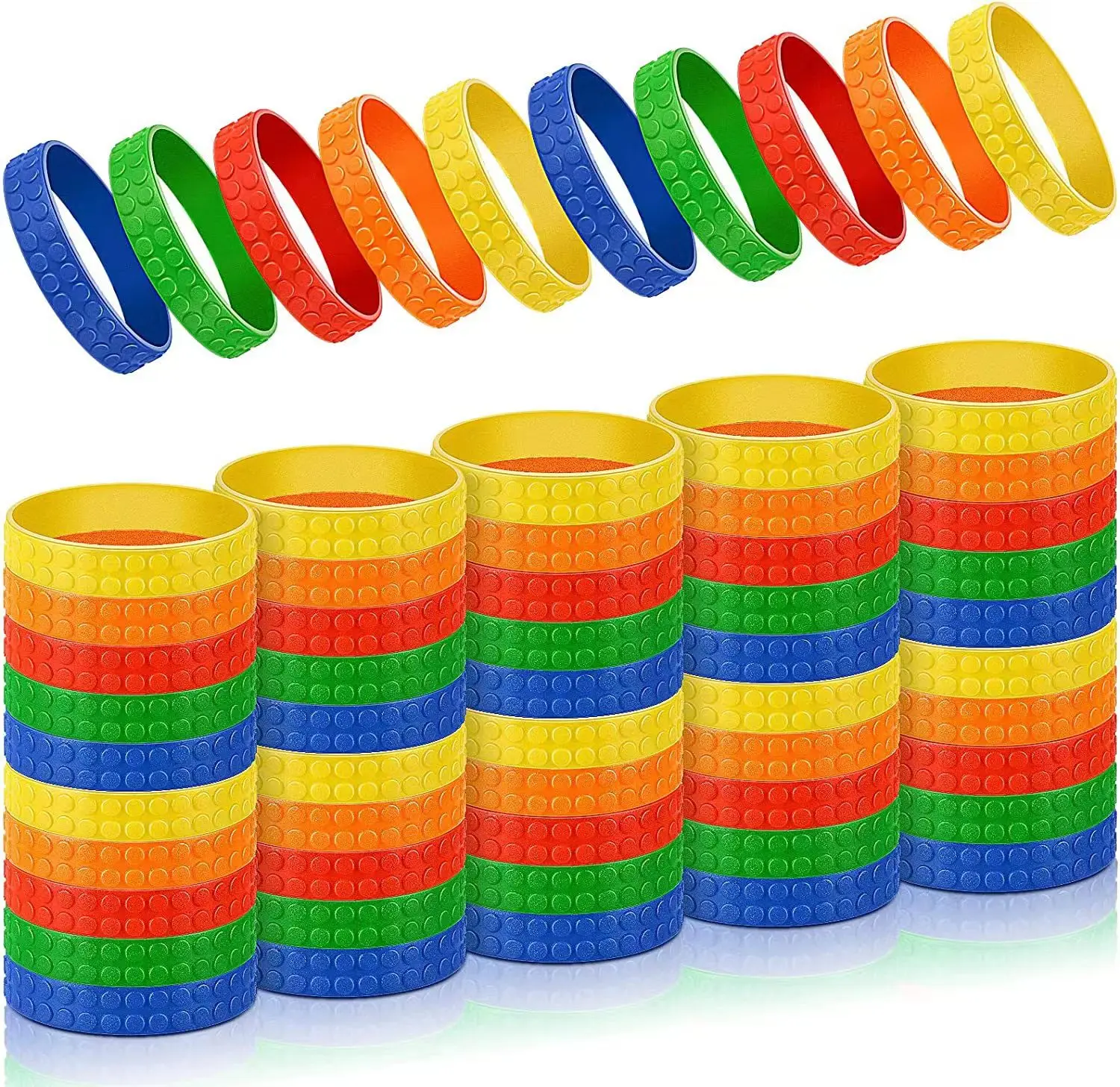 10pcs Building Block Bracelets Party Favors, Brick Silicone Bracelets, for Gift Bag Fillers, Carnival Prizes, Birthday Supplies