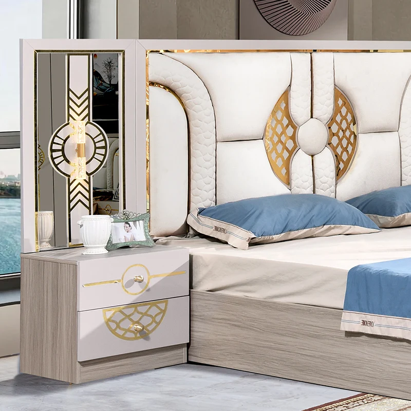 &Wooden Frame Complete 5 Pieces Bedroom Sets king Size Bed Room Modern Luxury Double Wood Home Full Bedroom Furniture Set