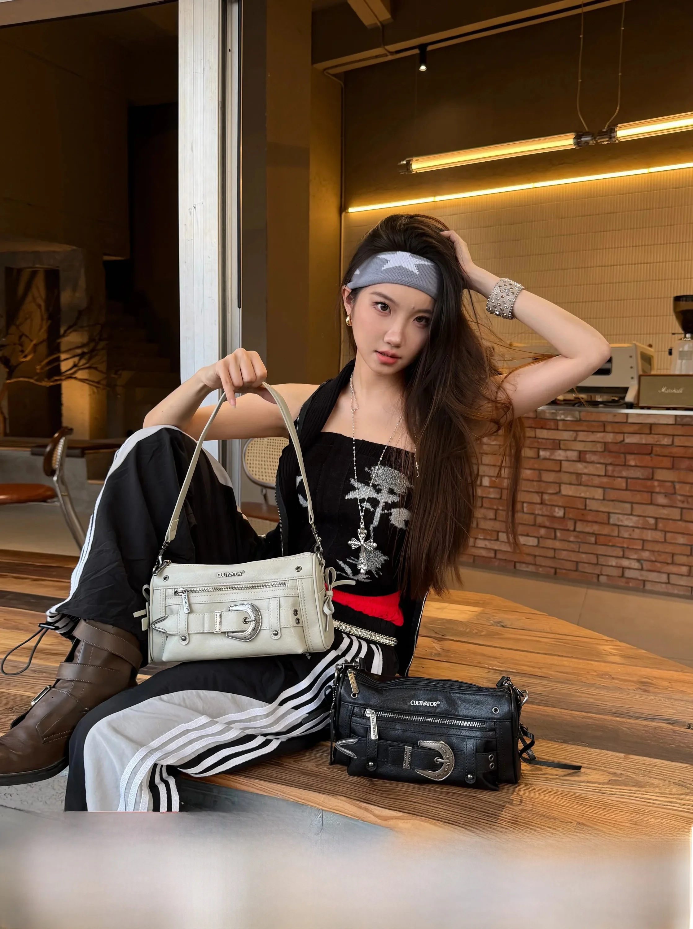 Retro Vintage Biker Bag Underarm Single Shoulder Commuter Bag Cultivator Original Design New 2026 Fashion PU Leather Handbag