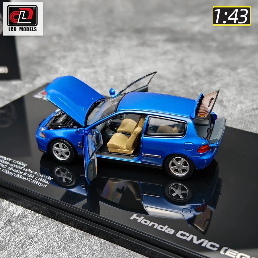 LCD Diecast Full 1:43 Scale New Honda EG6 SiR (SiRII) Alloy Car Model Static Display Holiday Gift Collection
