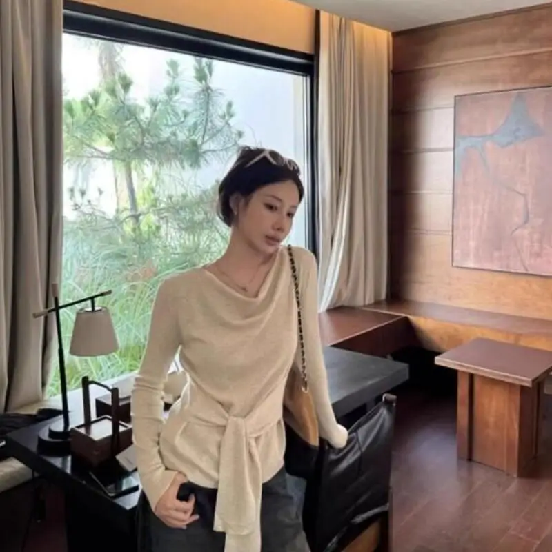 

Hotgirl Kawaii модные сексуальные топы принцессы повседневные с поясом с длинными рукавами базовый слой осень-весна осень одежда подарок для девочек новый